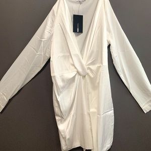 White long sleeve dress- fashionova
